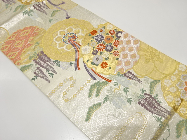 JAPANESE KIMONO / ANTIQUE FUKURO OBI / SILK / WOVEN MIRRORS